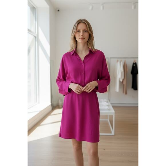 FUSCHIA EXPRESS SHIRT DRESS SIZE LARGE NWT - Picture 1 of 7